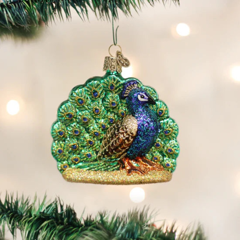 Proud Peacock Christmas Ornament, 3.5