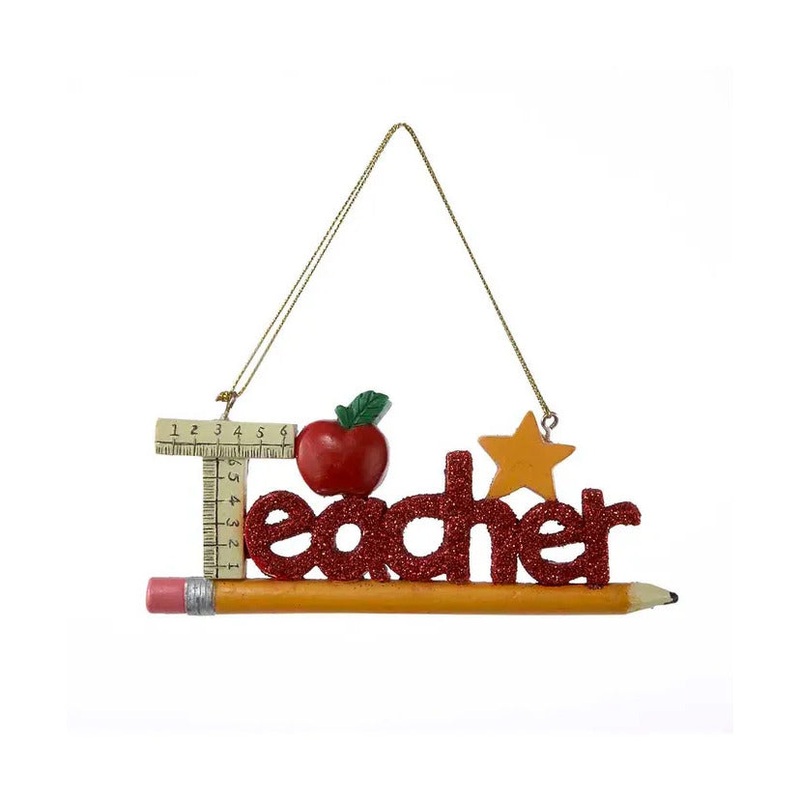 Red Glitter Teacher Ornament