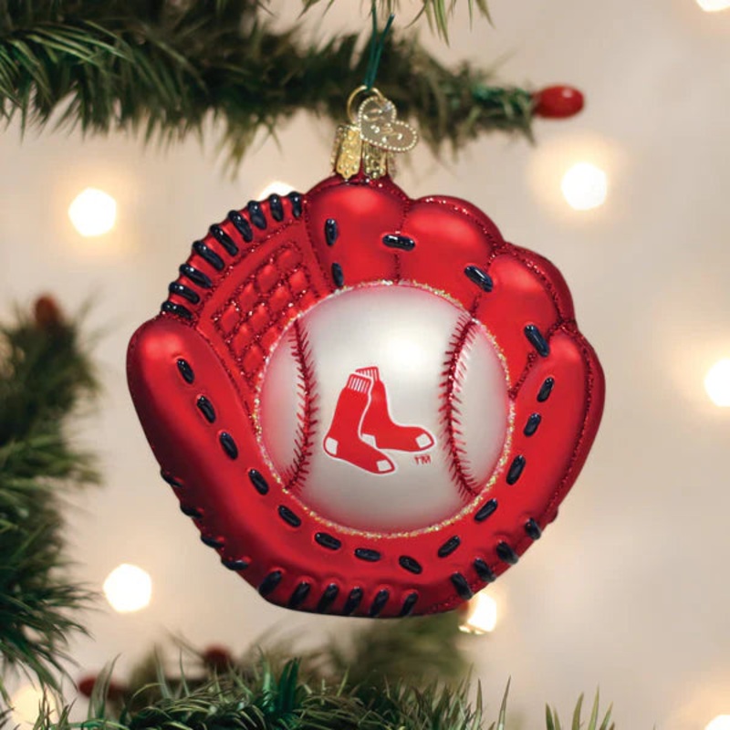Red Sox Baseball Mitt Ornament, 3.75
