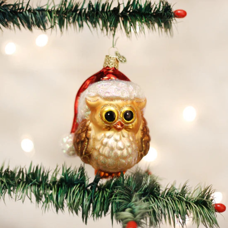 Santa Owl Ornament, 3.75