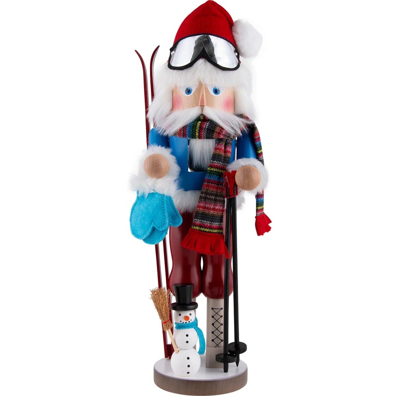 Skier Santa Nutcracker Figurine, 18