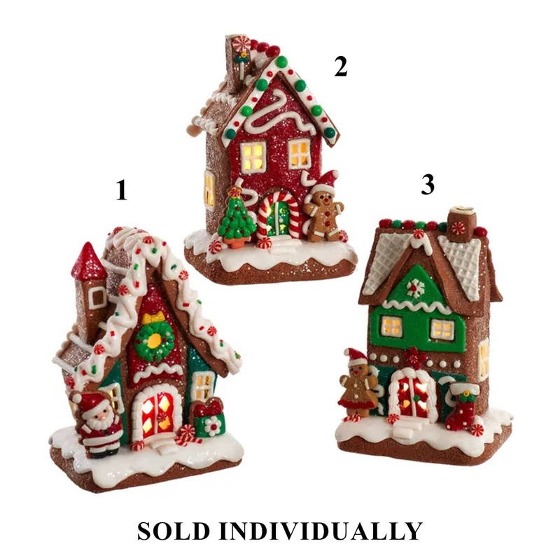 Battery Operated LED Gingerbread House With Santa, 6 (3 styles – sold individually)