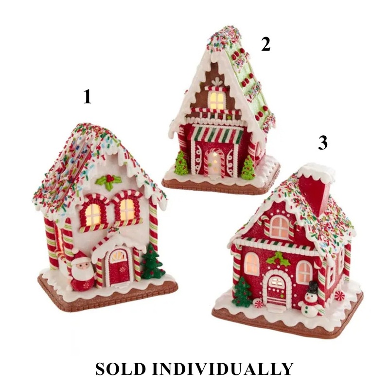Battery-Operated LED Santa Gingerbread Houses, 7 (3 styles – sold individually)