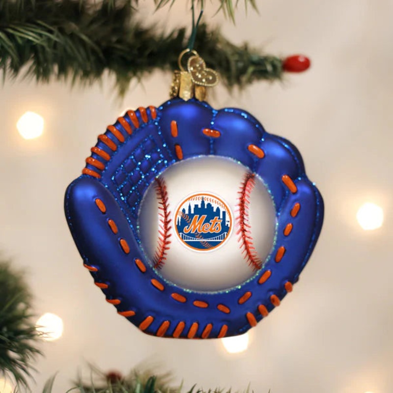 New York Mets Baseball Mitt Ornament, 3.75
