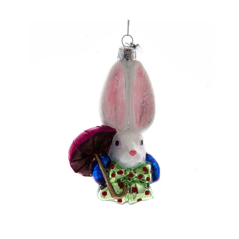 Noble Gems Glass White Rabbit Head Ornament, 4.5