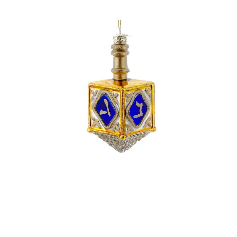 Noble Gems Jewish Dreidel Glass Ornament, 4