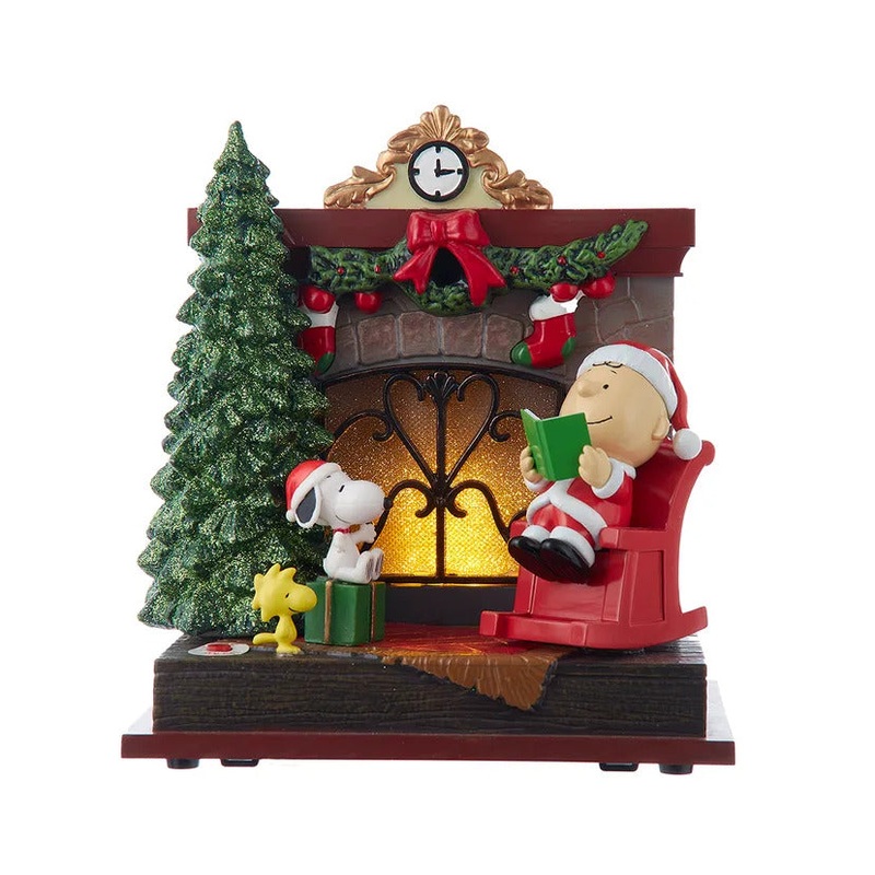 Peanuts Santa Charlie Brown Musical Fireplace