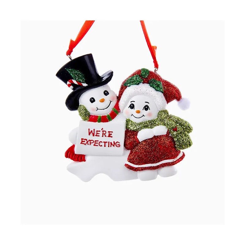 Snow Couple Family Of 2 We’re Expecting Ornament For Personalization, 3.75