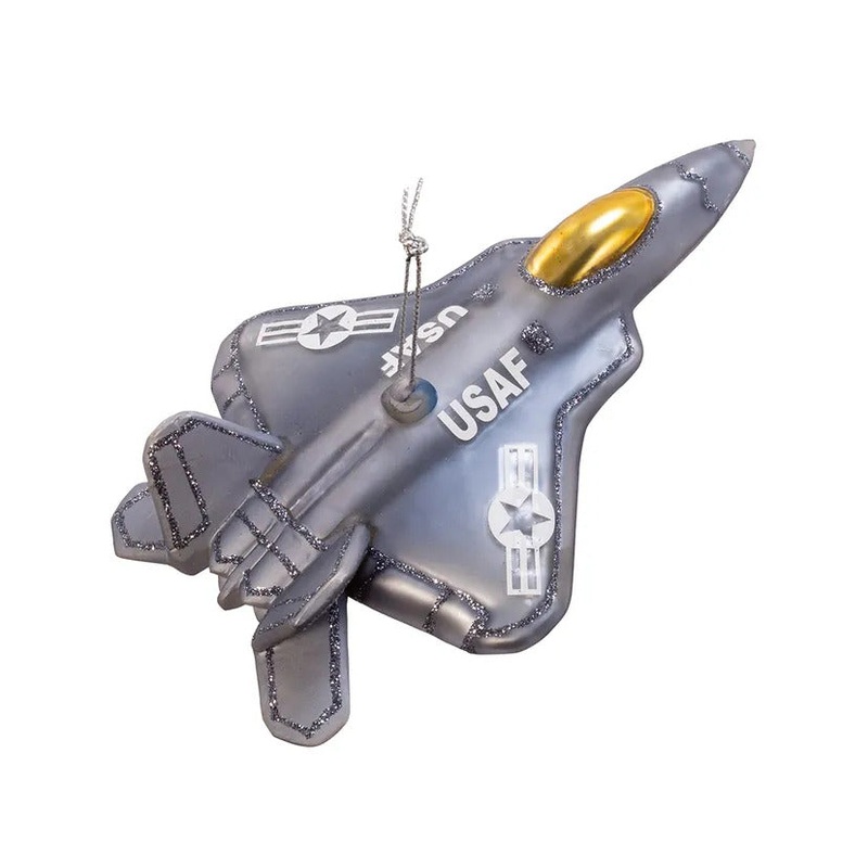 U.S. Air Force Fighter Plane Glass Ornament, 5.75