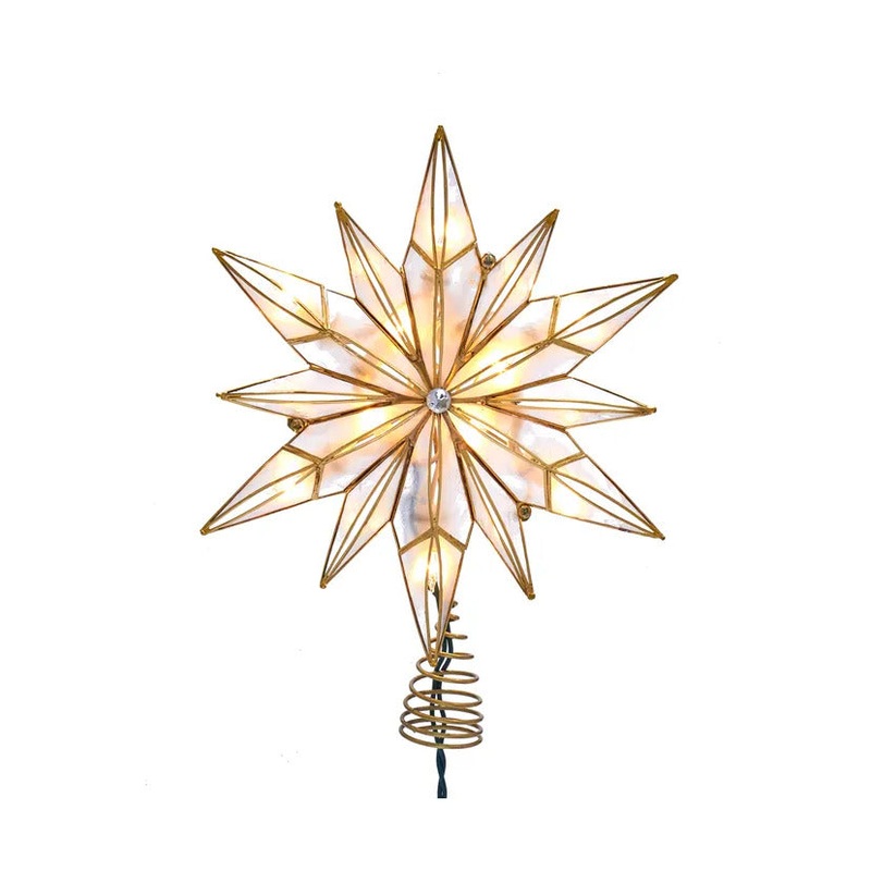 UL 10-Light Capiz Star With Center Gem Treetop, 10.24