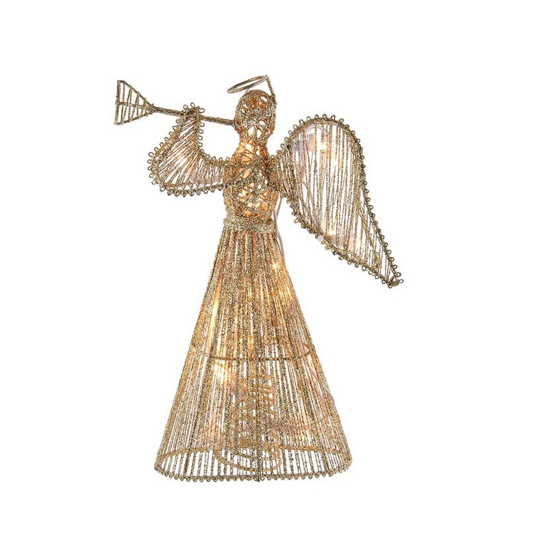 UL 20-Light Gold Glittered Angel Treetop, 12