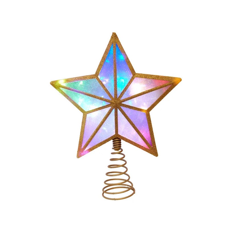 UL 20L Multicolor Fairy Twinkle LED Gold Glitter Star Treetop, 11.5