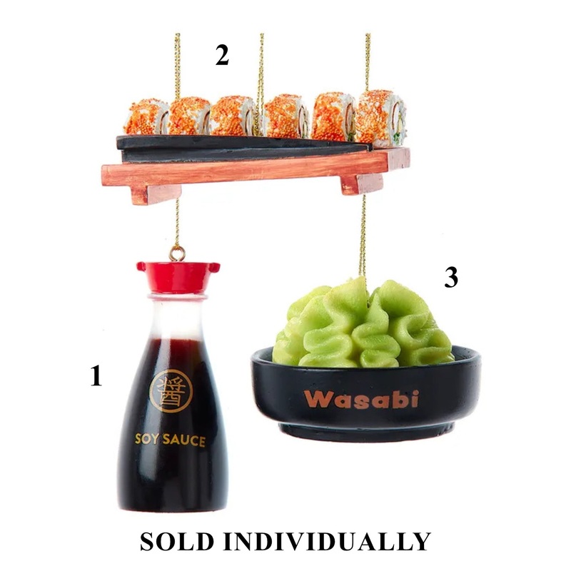 Wasabi, Soy Sauce & Sushi Ornaments, 2.5-3 (3 styles – sold individually)
