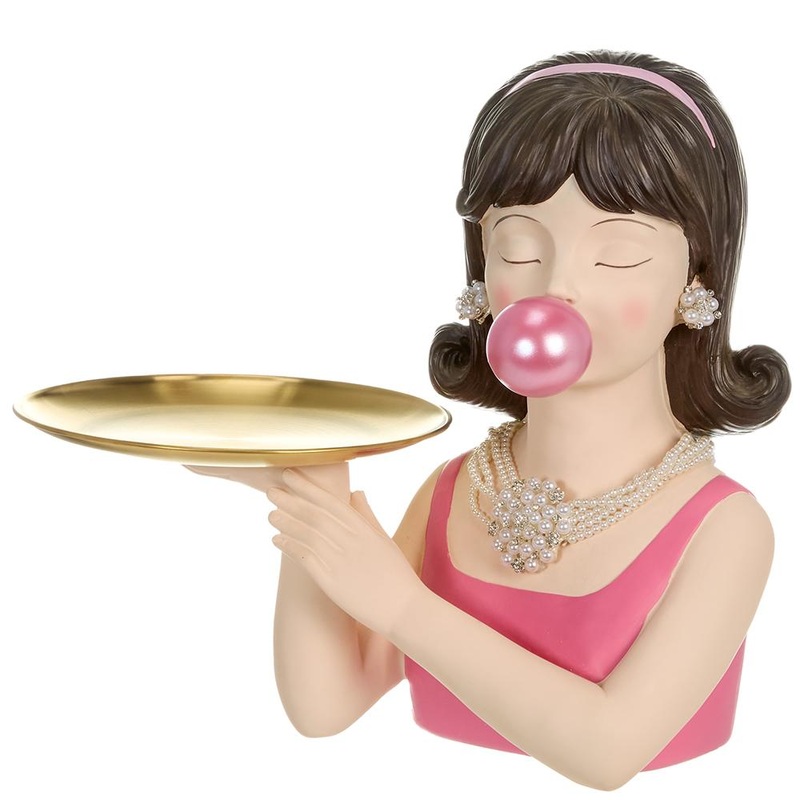 Bubble Gum Lady W/ Plate, 14.5 (Pink)