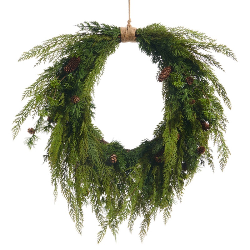 Cedar and Mini Pinecone Christmas Wreath, 27