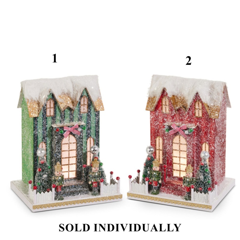 Lighted Striped Paper House, 10.5 (2 styles – sold individually)