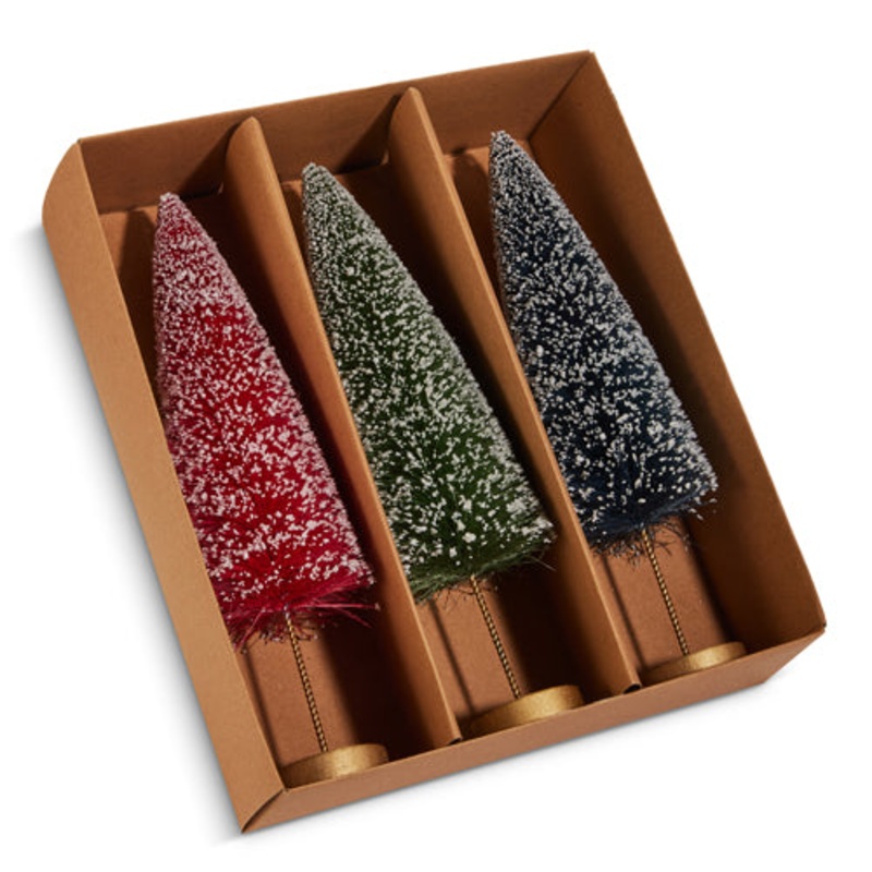 Multicolor Bottle Brush Trees, 10.75 (Set of 3)