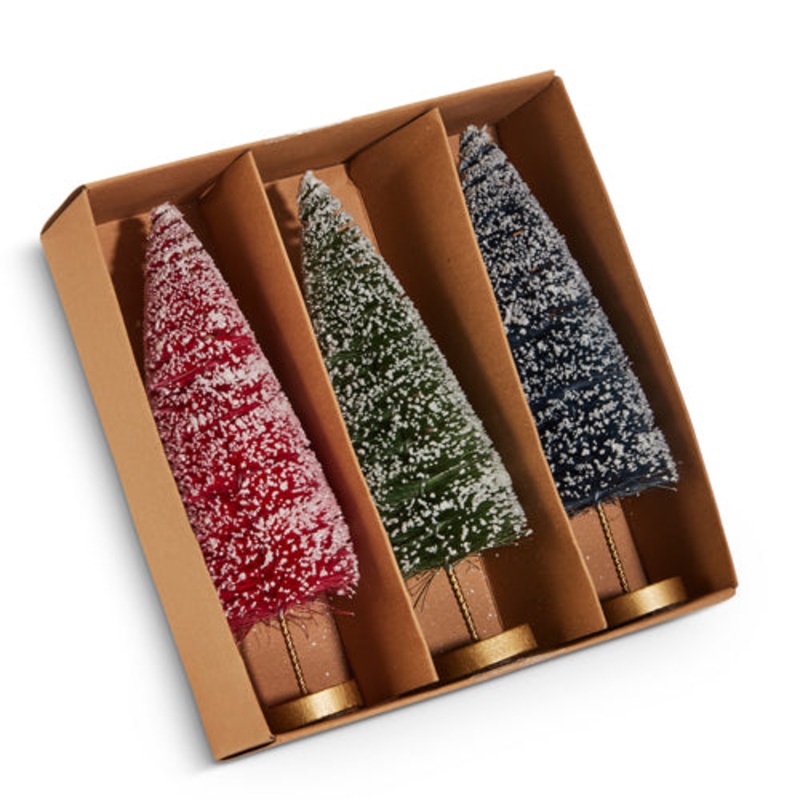 Multicolor Bottle Brush Trees, 7.75 (Set of 3)