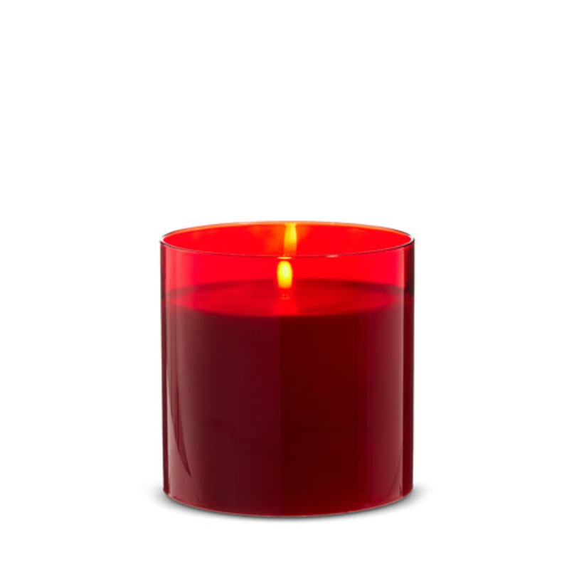 Red Glass Pillar Candle, 6 x 6