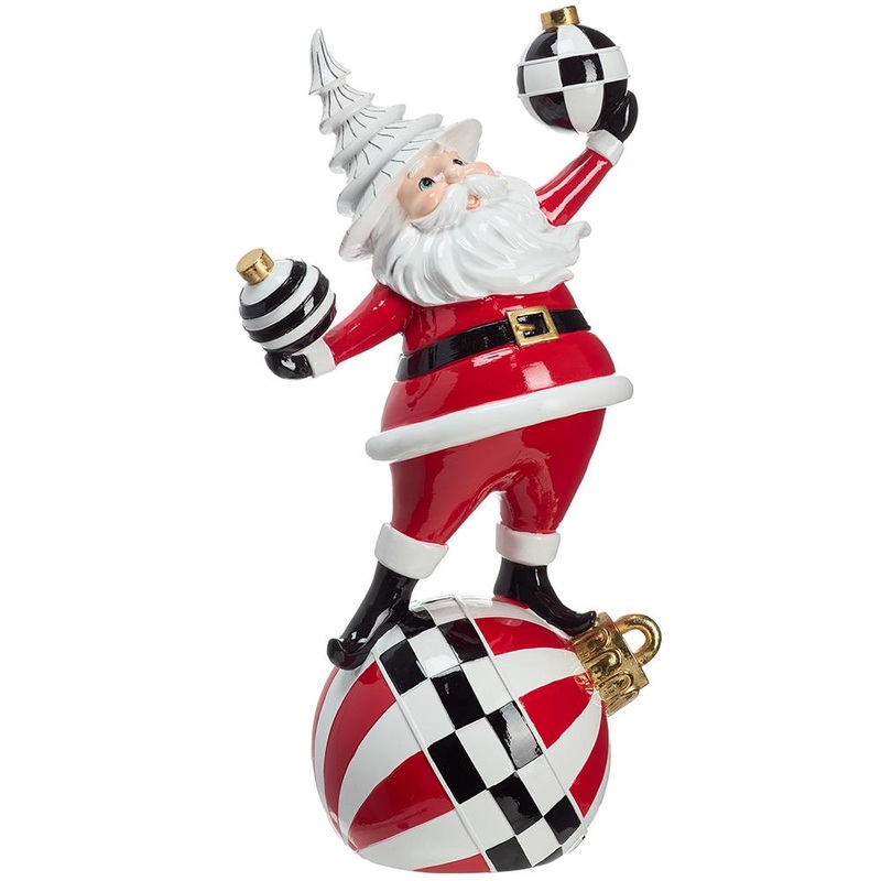 Resin Santa Figurine Standing On an Ornament, 16.75 (Red & White)