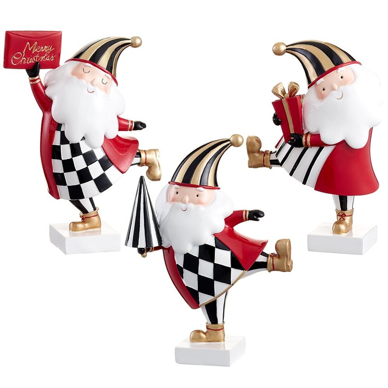 Resin Santa Figurines, 8 (Set of 3, Red & White)
