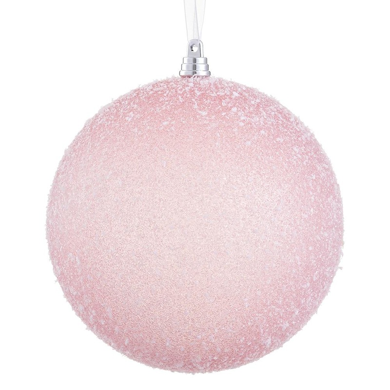 Snowed Plastic Ball Ornament, 6 (Pink)