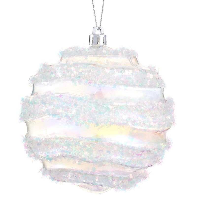 Tinsel Ball Ornament, 4 (Clear)