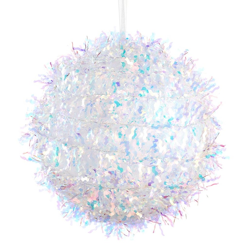Tinsel Ball Ornament, 8 (Iridescent)