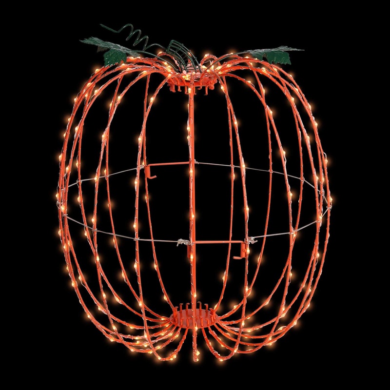 Foldable Orange-Frame Big Seed LED Pumpkin, 15.7