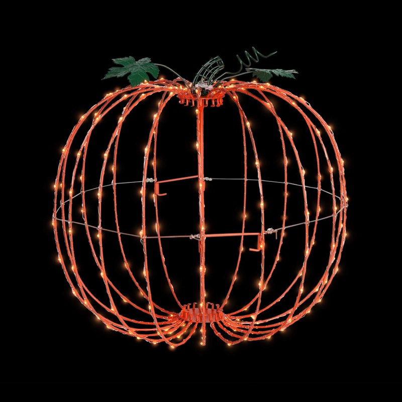 Foldable Orange-Frame Micro Seed LED Pumpkin, 13.8