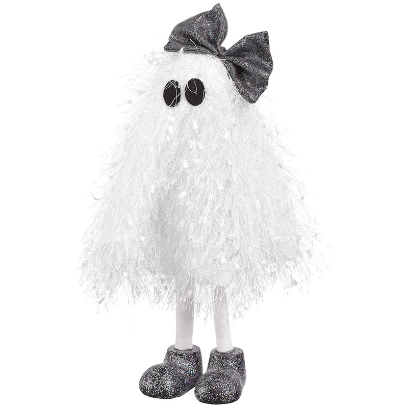 Ghost W/ Black Bow Figurine, 13 (White & Black)