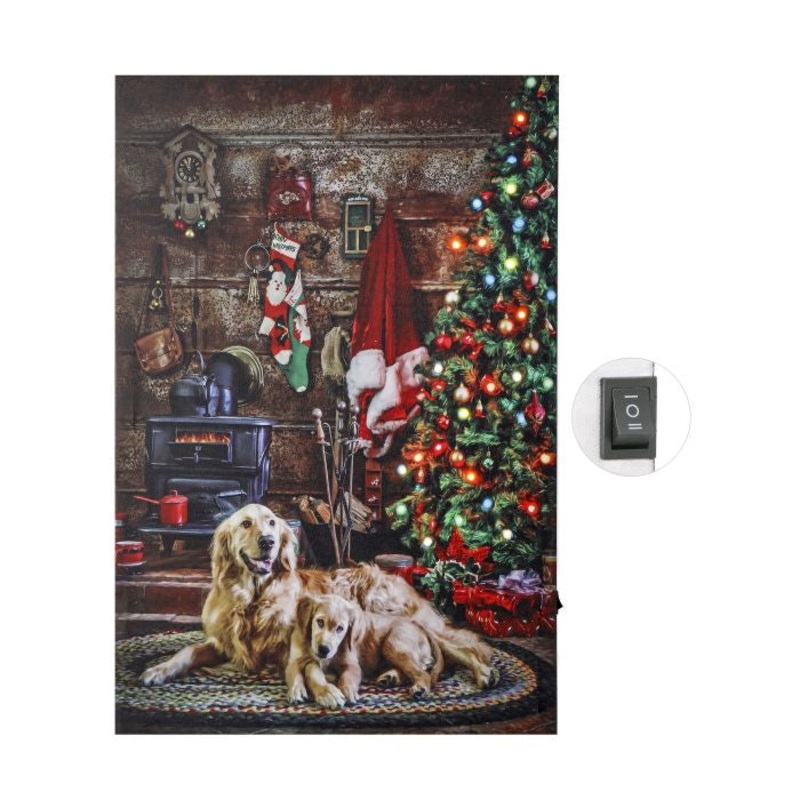 LED Xmas Eve w/Dog, 16 X 24