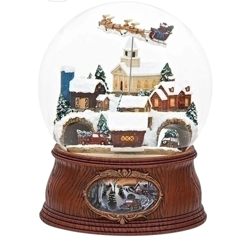 Musical Santa Globe W/ Rotating Sleigh, 7.75