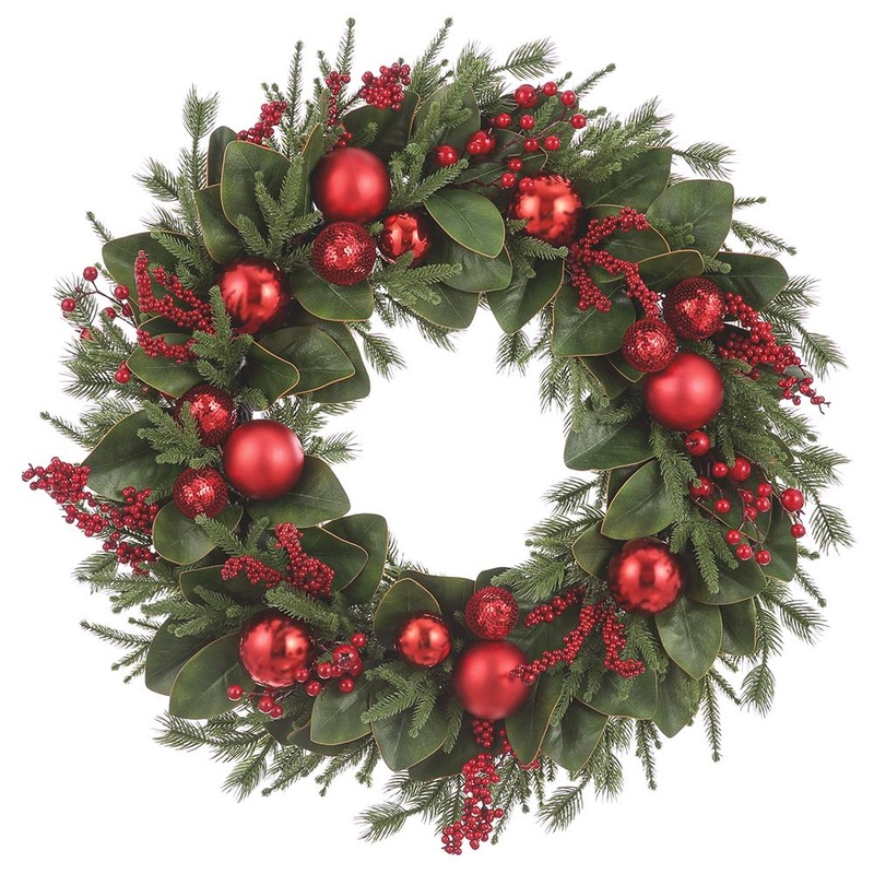 Ornament Ball/Berry/Pine Wreath, 32 (Red & Green)