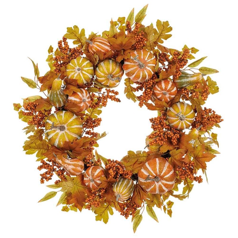 Pumpkin/Berry/Maple Wreath, 30 (Orange & Green)