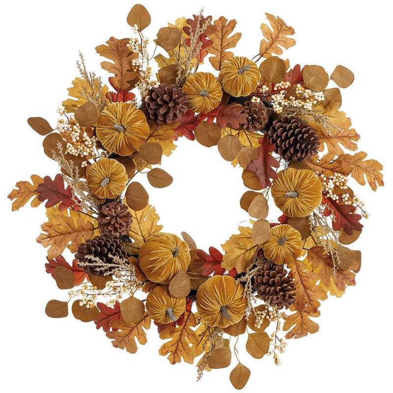 Pumpkin/Pine Cone/Oak Wreath, 24 (Mustard & Brown)