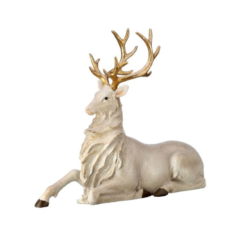 Resin Champagne Frost Laying Elk, 14