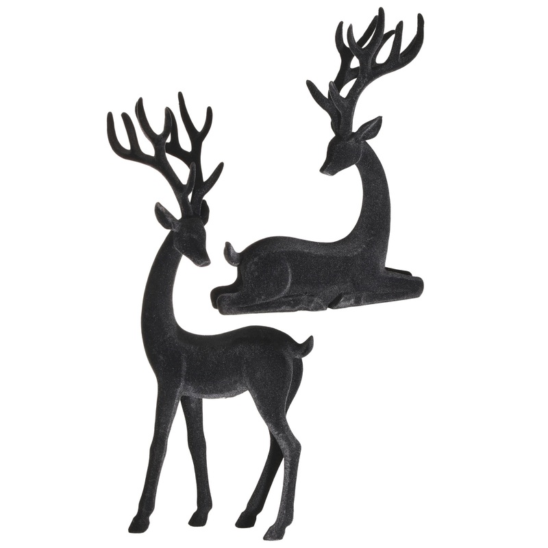 Resin Flocked Deer, 10-14.5 (Set of 2)