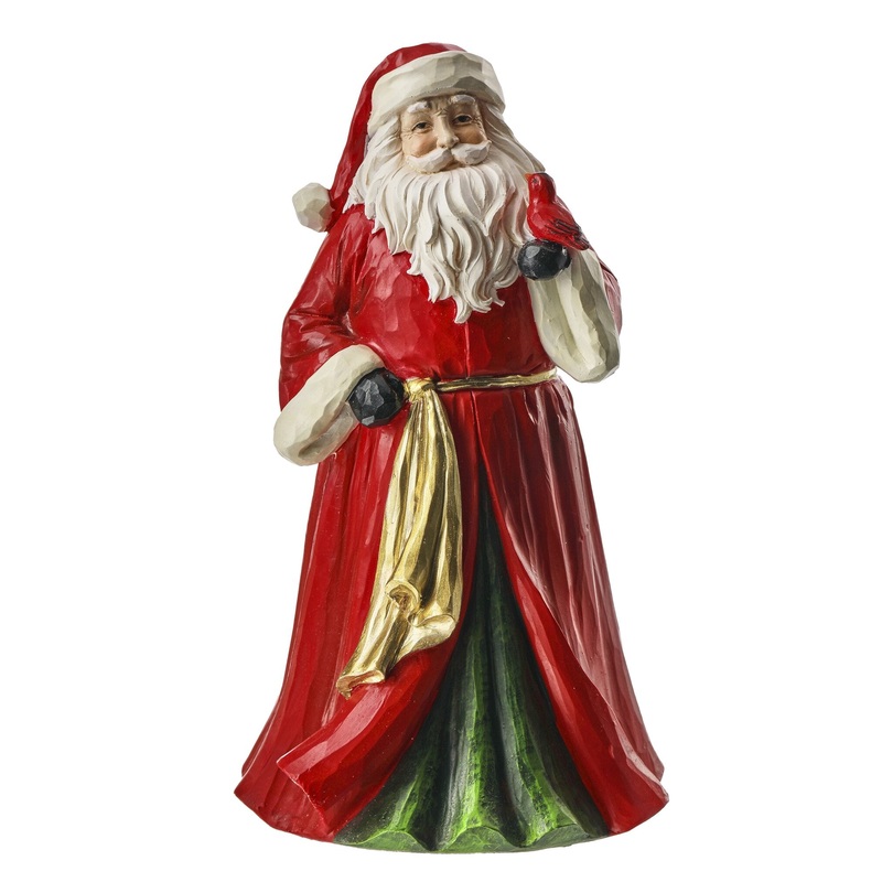 Resin Santa w/Bird, 8.5