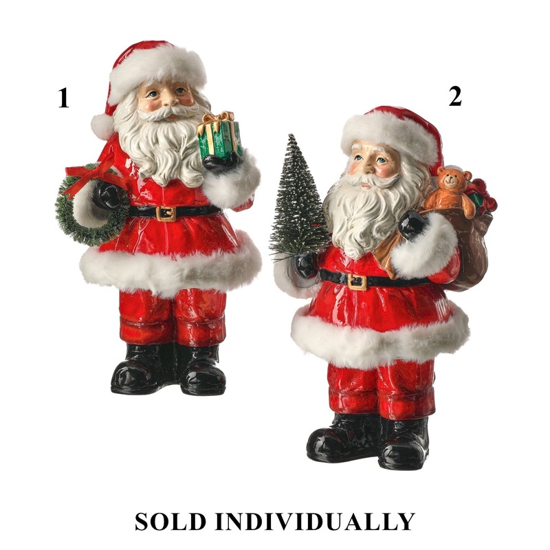 Resin Santa w/Tree or Wreath, 10 (2 styles – sold individually)