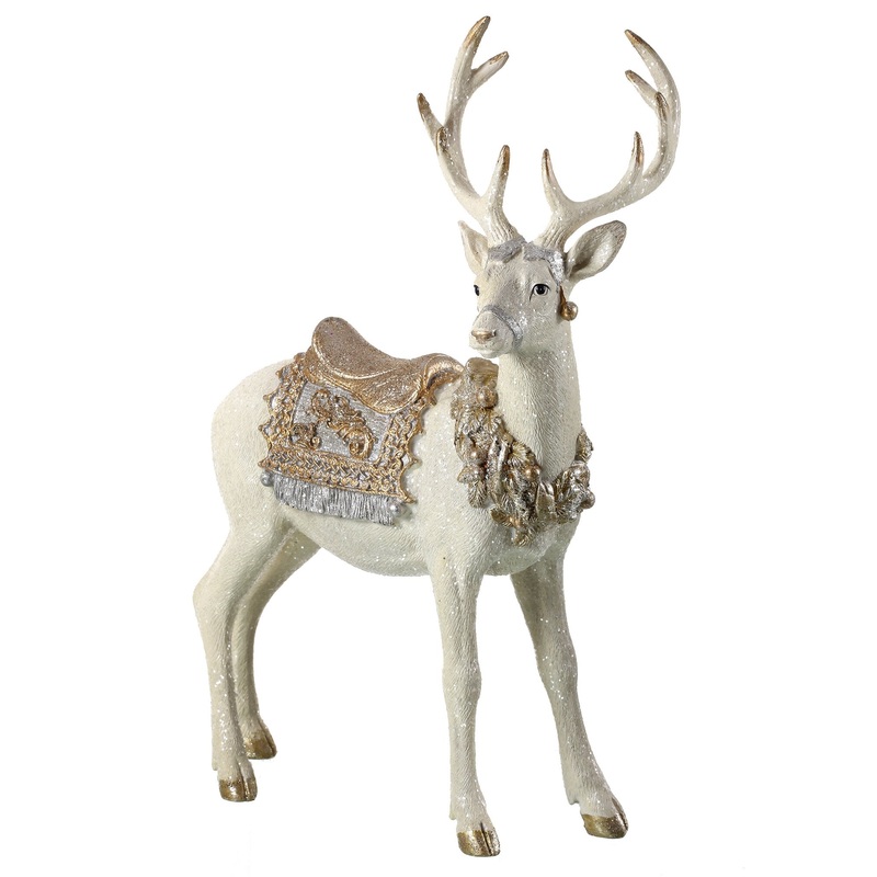 Resin Standing Deer w/Glittering Saddle & Blanket, 16