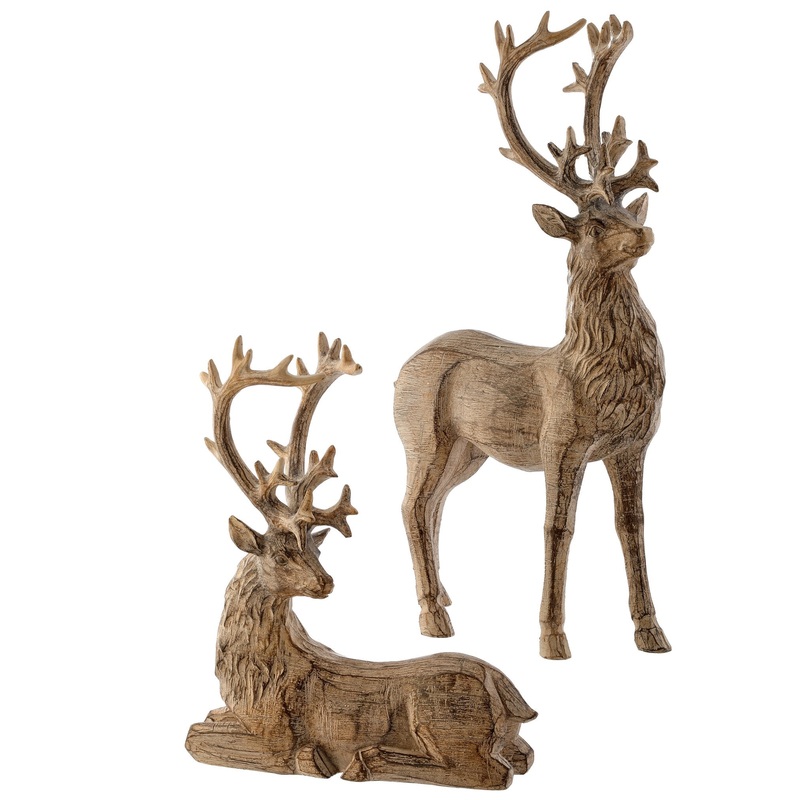 Resin Winter Chalet Deer, 9-13 (Set of 2)