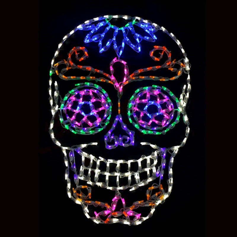 Sugar Skull LED Light Up Metal Framed Decor, 345 Lights, 42