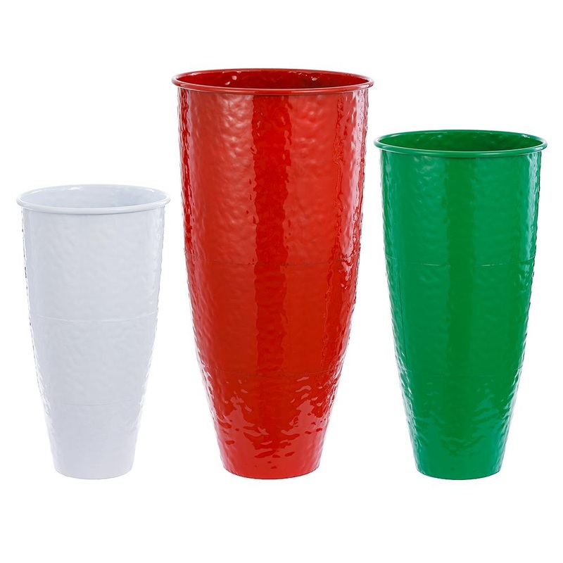 Yellow/Red/Green Metal Planter Set, 19.5 – 28 (Set of 3)
