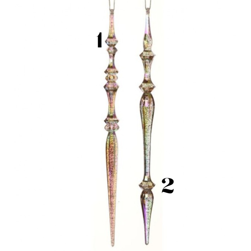 12 Acrylic Iridescent Finial Ornament  (sold individually)