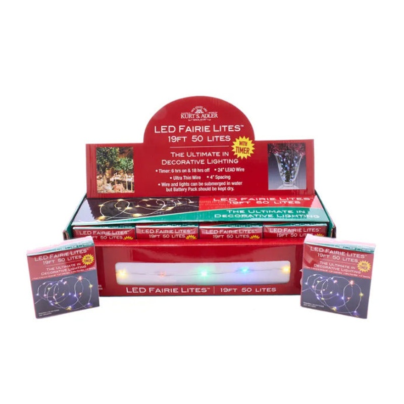 19′ 50-Light Battery-Operated Multicolored LED Fairy Light Set