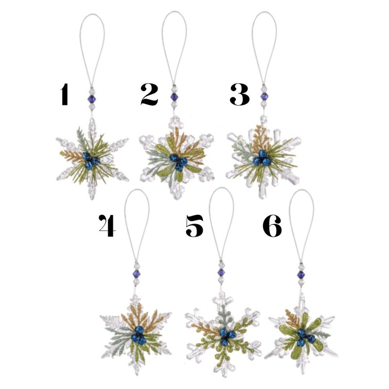 2.25 Teeny Mistletoe Snowflake Ornaments (sold individually)