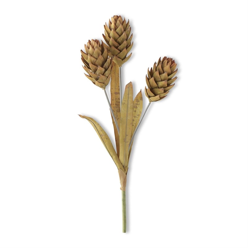 28 Light Yellow Ginger Triple Flower Stem