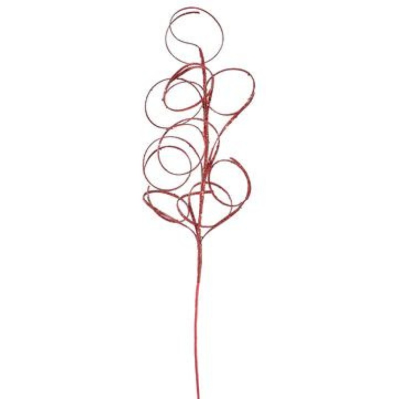29.5 Glittered Swirl Grass Spray Red