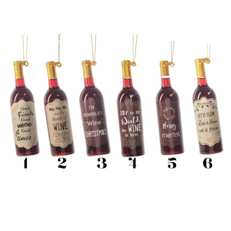 4.75H Wine Bottle Ornaments with Label (sold individually)